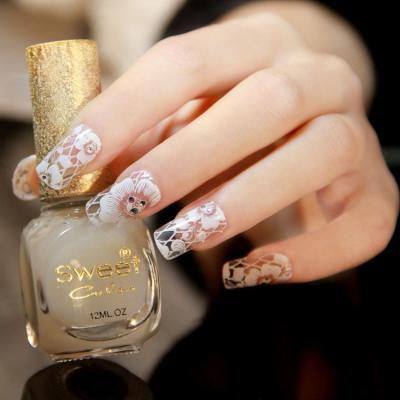 China Good Qulity Nail Art White Black Lace Transfer Foil Nail Sticker Lace Nail Sticker for sale