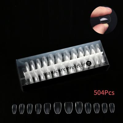 China Easy Apply.popular Full Curved Half Frosted Clear Half Tips Full Cover Drop Shaped Nail Tips Private Label Water for sale