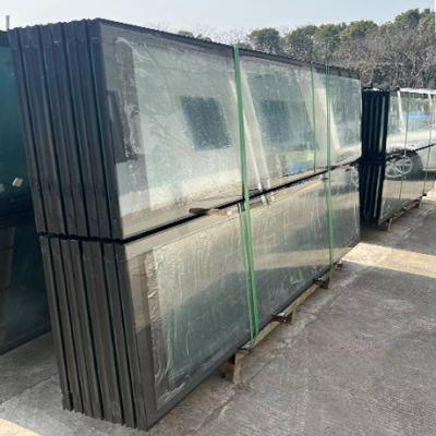 China Modern Double Layer Glazed With Shades Built In Canopy Beveled Toughened Insulating Glass for sale