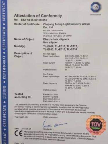 CE - Zhejiang Teling Light Industry Group Co., Ltd.