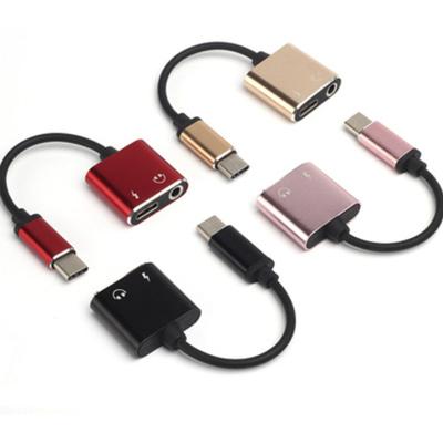 China Type C to 3.5mm +Type C2 in 1 Type C Charging Adapter to 3.5mm Audio Earphone Jack Splitter For Huawei for sale