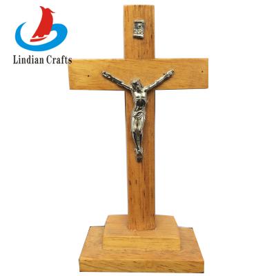 China INRI World Wooden Crucifix Jesus Christ Crucifix Cross Standing for sale