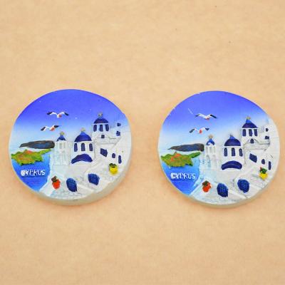 China Shape Round Beach Seagull Cyprus Poly Dish Personalized Resin Fridge Magnet for sale