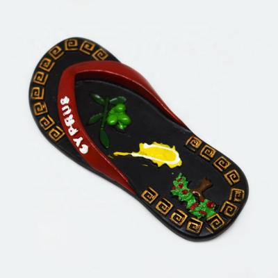 China Shape Flip Flops Fridge Magnet Cyprus Made to Order Olive Polyresin Souvenir Refrigerator Magnet for sale