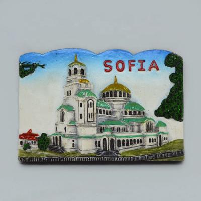 China Shape Custom Handmade Polyresin Sofia Fridge Magnet Bulgaria Tourist Souvenirs for sale