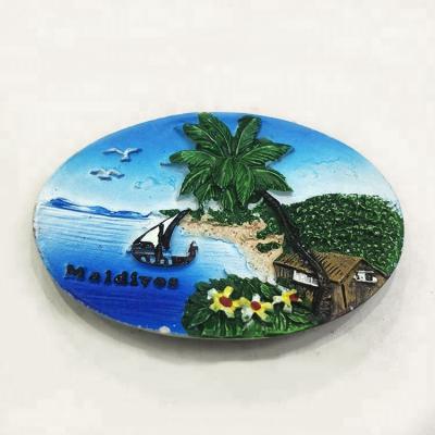 China Shape Resin Material Customized 3D Maldives Polyresin Fridge Magnet Souvenir Fridge Magnet for sale