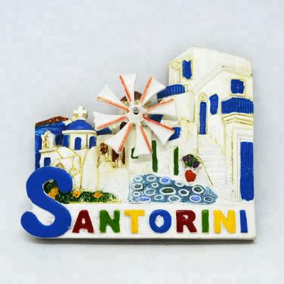 China Shape Resin Material Santorini Greece 3D Magnet Handmade Tourist Souvenirs Fridge Magnet for sale