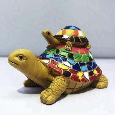 China Customized World 3D Statue Mosaic Sea Turtle Turtle Animal Figurine For Home Decoration for sale