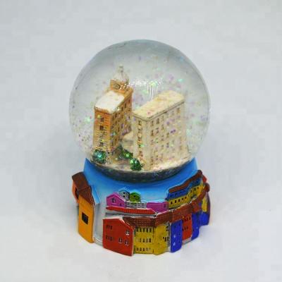 China Handmade Globe Polyresin Crystal Water Chile Souvenir Snow Globe Valparaiso Chile for sale