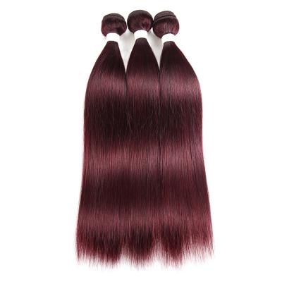 China No Shedding/No Tangle/Soft Brazilian Peruvian Straight Hair 99j#/Shiny Straight Wave Colored Hair Bundles for sale