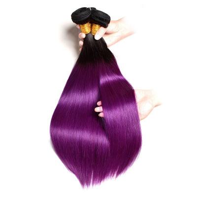 China No Shedding/No Tangle/Virgin Soft/Shiny Color 1B/Purple Ombre Brazilian Straight Hair Bundles for sale