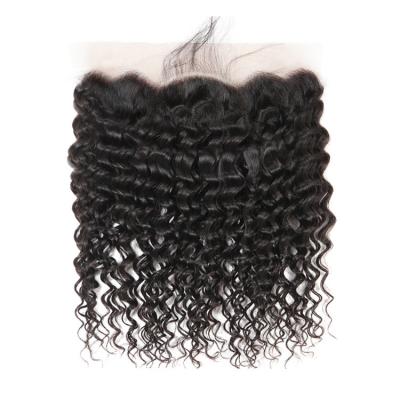 China Vrigin Grade Top Deep Curly Hair Deep Wave 13x4 Ear Wave Hairstyle Frontal Closure Ear With Frontal Closure Brazilian Deep Wave Headband for sale