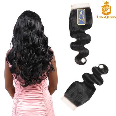 China Brazilian Wholesale Lace Front Closure 100% Free Silk Low Body Wave Hair Piece 4x4 Hair Topper Brazilian Lace Front Closure for sale