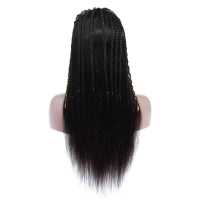 China Can Be Straightened Brazilian Hot Women's Black Braided Hair Two Strands 100 Percent Braid 360 Lace Headband Wig for sale