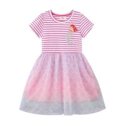 China best selling Anti-wrinkle kids dresses 100%cotton embroidery Mermaid princess girl mesh celebrate dress up dress for sale