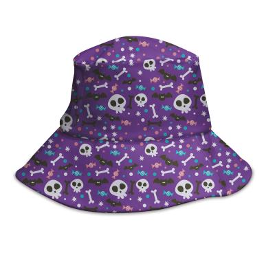 China Plush Women Fisherman Hat Halloween Skull Design Trendy Street Fashion Sun Bucket Hat Wholesale Dropshipping for sale