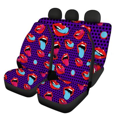 China Wholesale Included Universal Purple Dot Red Lip Design 5 PCS Front And Back Car Seat Cover Polka Dot Washable Car Seat Covers for sale