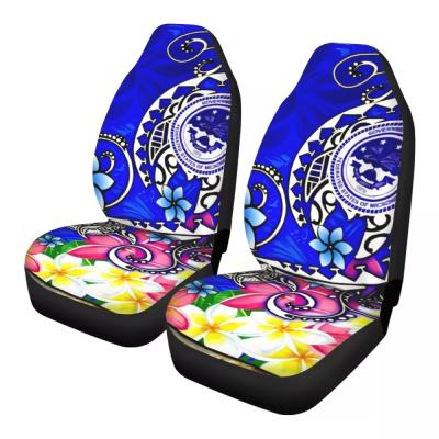 China Universal Washable Purple Polynesian Hibiscus Floral Design 5 Car Seat Covers Include Front And Rear Car Seat Covers Wholesale for sale