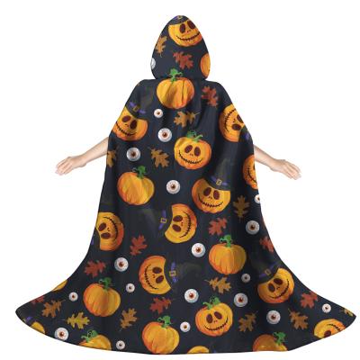 China Custom Boys and Girls S M L Size Cloak Children's Capes Halloween Party Halloween Pumpkin Party Shawls Pattern Hooded Polyester for sale