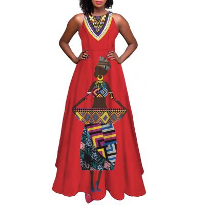 China African girl dress elegant women's dresses European and American tribal sleeveless casual women's long Anti-wrinkle spring maxis for sale