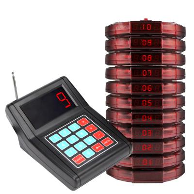 China High Quality Restaurant Radio Vibration Paging System Coaster Calls Table Pager for Restaurant Guests Waiter with 10 Pagers zu verkaufen