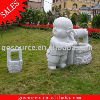 China Small Stone Monk Garden Stone Shaolin Monk Carving for sale