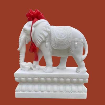 China Facetory Traditional Wholesale Natural Stone Carved Elephant Statue Outdoor Garden Decorative White Marble Statue For Sale for sale