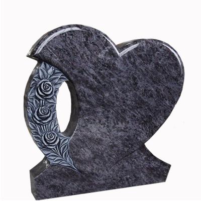 China Traditional Heart And Flower Carving Cemetery Monuments Granite Headstone for sale