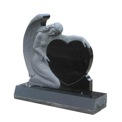 China High Quality Black Granite EUROPEAN Crying Angel Heart Statue Monument for sale