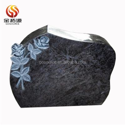 China EUROPEAN Bahamas Blue Granite Flower Carving Small Tombstones for sale