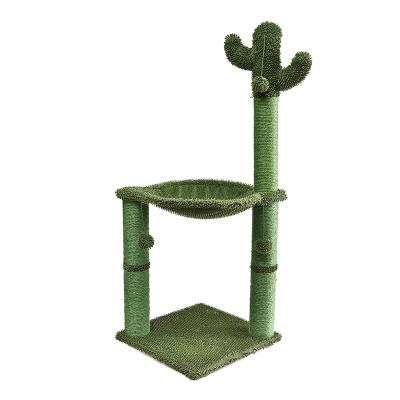 China 2021 Viable Green Mail Pet Products Sisal Materials Cat Jumping Scratcher Toy Big Vertical Cat Tree Cactus for sale