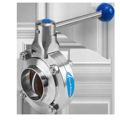 China Factory Direct Sanitary SS304/SS316L SS D Type Sanitary Manual Butt Weld Butterfly Valve With Pull Handle for sale