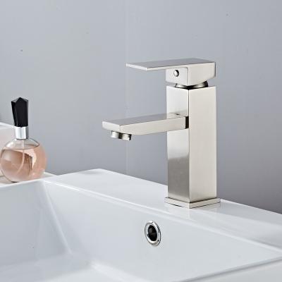 China Faucets Good Quality Single Hole Metered Basin Faucet Brushed Kran Ware Basin Faucet Banosanitary Water Mixer Washroom Vanity Faucet for sale