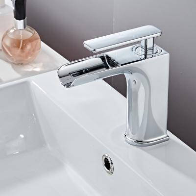 China Thermostatic Faucets Deck Mounted Basin Faucets Bathroom Faucet Maker Cheap Hot Cold Water Single Handle Single Fountain Water Hole for sale