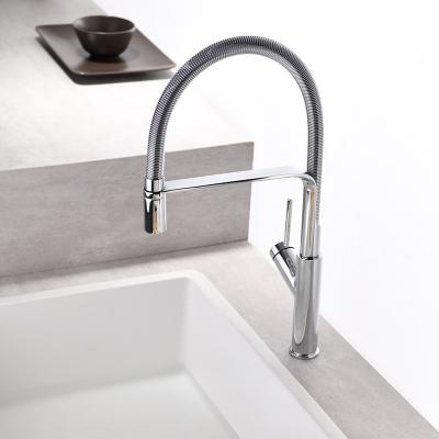 China Thermostatic Faucets Designed Stainless Steel Double Spray Pull Out Spring Kitchen Faucet for sale