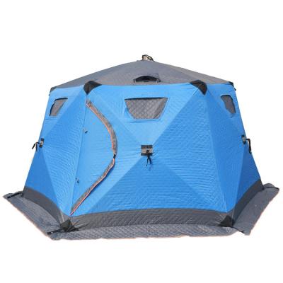 China Diagonal Tying Type Thickened Outdoor Camping Plus Cotton Cold And Ice Windproof Fishing Tent Winter Camping Fishing Tent for sale