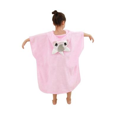 China Child Safe Soft Pink Unicorn Cartoon Cotton Hooded Beach Towel For Babies Home Bathrobe for sale