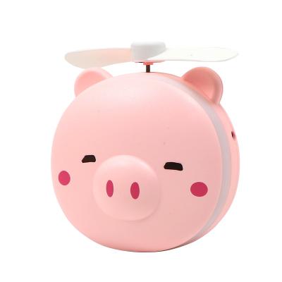 China LED Makeup Mirror Outdoor Beauty Mirror Artifact Cute Piggy Pink With Mini Light Fan Rechargeable Portable Beauty Light for sale