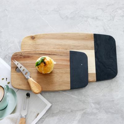 China Custom Viable Marble Slate Cutting Board Kitchen Splicing Acacia Wood Cutting Board for sale