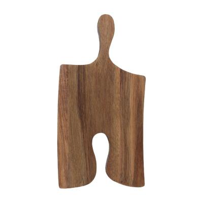 China Factory Price Sustainable Wholesale Dark Brown Acacia Wood Cheese Boards Cutting Board With Handle for sale