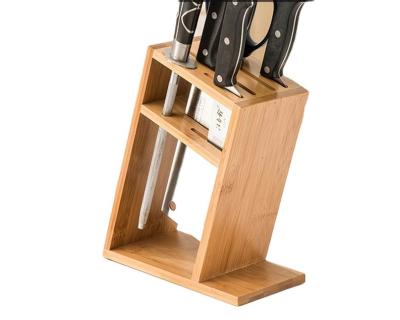 China Sustainable Hot Selling Bamboo Wooden Kitchen Knife Holder Wooden Multi-Purpose Knives Block Draining Holder for sale