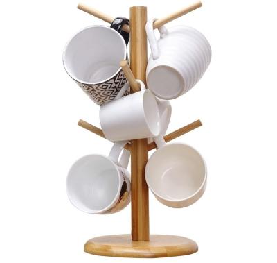 China Sustainable Wholesale Bamboo Coffee Cup Holder Tree Cup Holder With Anti Slip Pads Design For Kitchen for sale