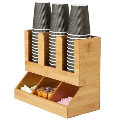 China New Viable Creative Bamboo Wooden Cup Holder Organizer Coffee Tea Bag Storage Display Rack For Home Office for sale