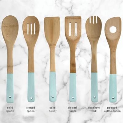 China Kitchen Sustainable Bamboo Tool Kits With Handle Colorful Christmas Pattern Customization 5 Pieces Cookware Sets Kitchen Cookware Sets for sale