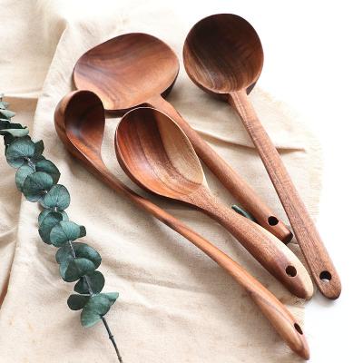 China 2022 Sustainable Manufacturers Autumn New Custom Original Teak Wooden Spoon With Hole for sale