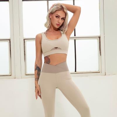 China Breathable Yoga Sets 2021 For Women 2 Piece Sportswear Set Workout Yoga Sports Bra Set Yoga Leggings With Bra for sale