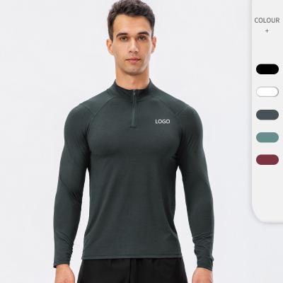 China QUICK DRY Custom Fitness LOGO Training Running Gym Quick Dry Plus Size Sports Shirt Half Zipper Sportswear Full Sleeve T-Shirt For Men for sale