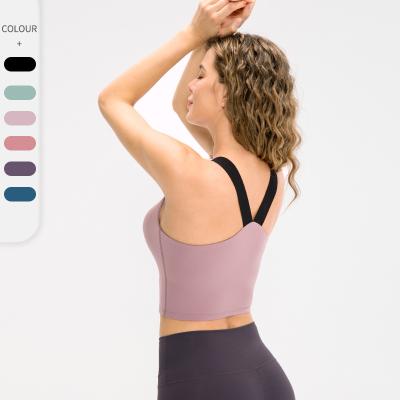 China Breathable women vest fashion yoga sports bra crop long sports wear gym fitness sports wear yoga vest for sale