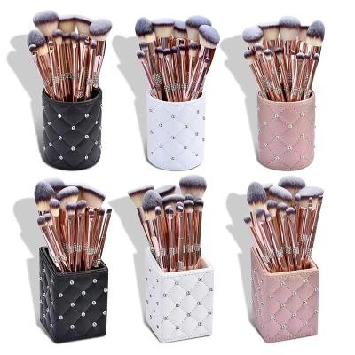 China Angular Blush Low MOQ Logo Bling Makeup Brushes Set Custom Made Rose Gold Glitter Diamond Metal 10 Luxury Synthetic Hair Base Brush 12 14pcs for sale