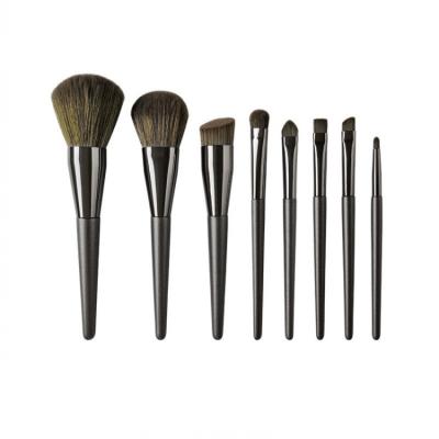 China Angular Blush Logo Free Sample 8Pcs High Quality Cosmetic Makeup Brush Base Black Luxury Soft Makeup Brush Set for sale